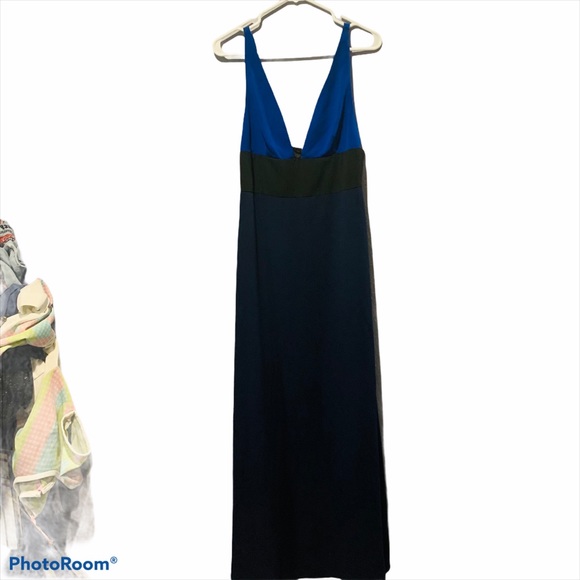 JILL JILL STUART Blue Color Block V Neck Dress - Picture 4 of 7